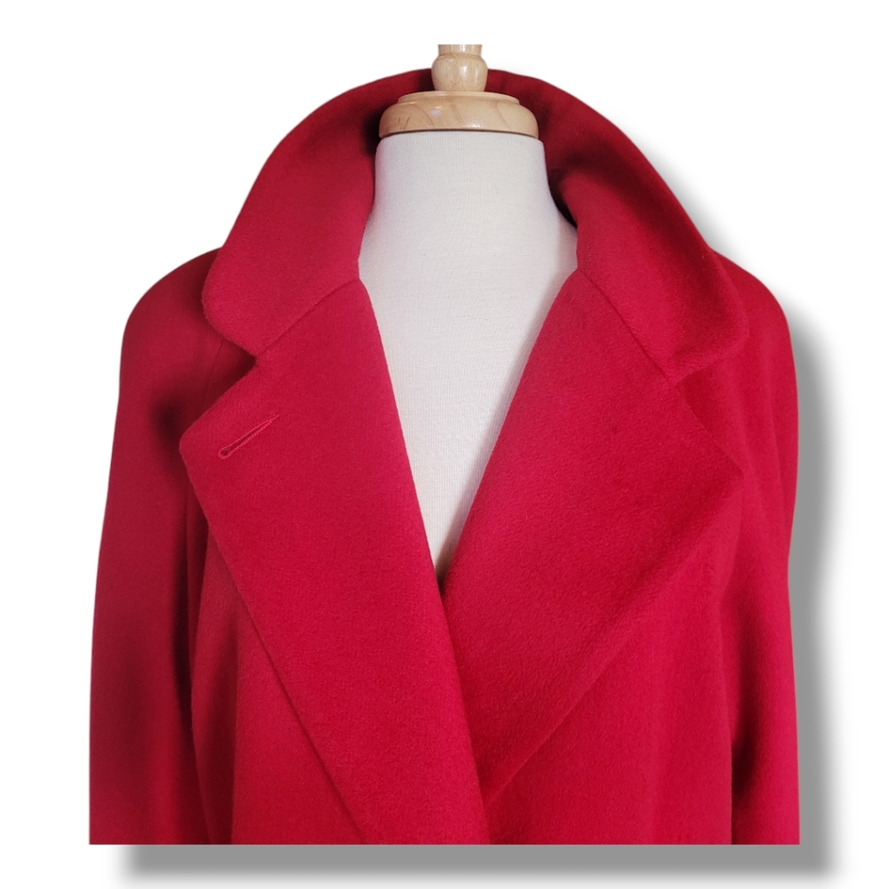 Worthington Red Wool Blend Full Length Double-Breasted Coat. Size 8 - Picture 5 of 11
